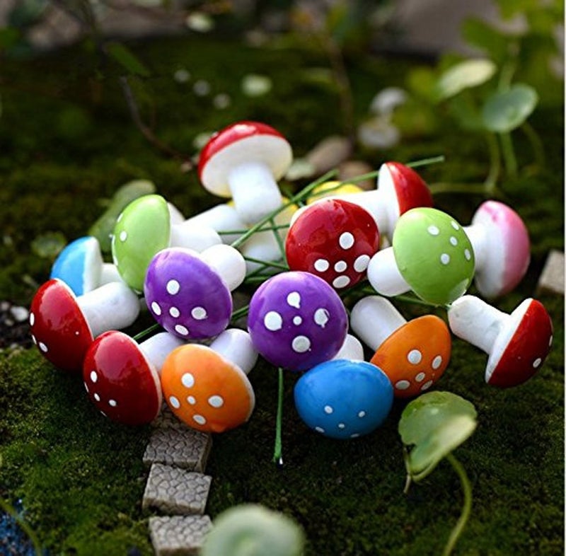 yueton Pack of 100 Mini Foam Mushroom for Garden Ornament Flower Pots Bonsai Micro Landscape Decor (Assorted Color) - Image 4